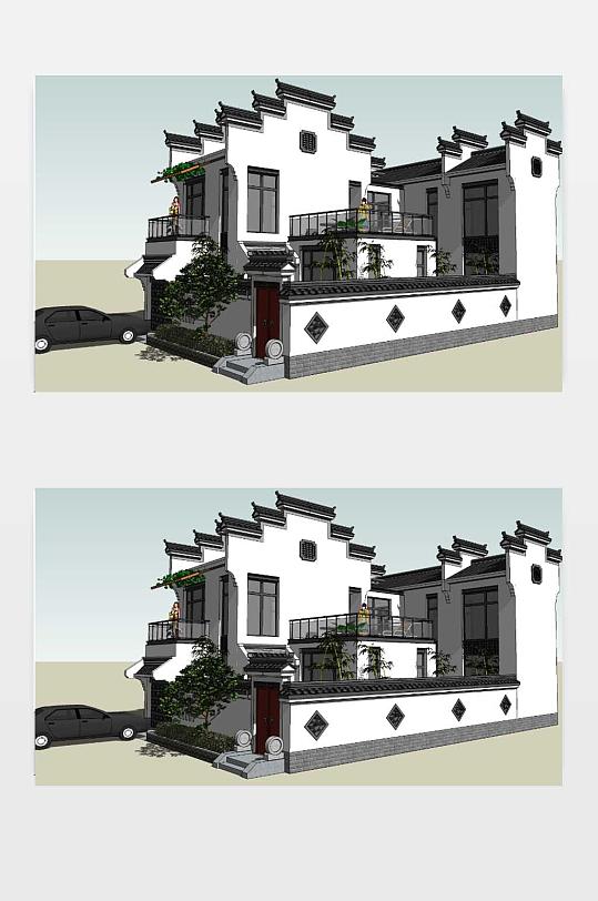 新中式别墅SU模型