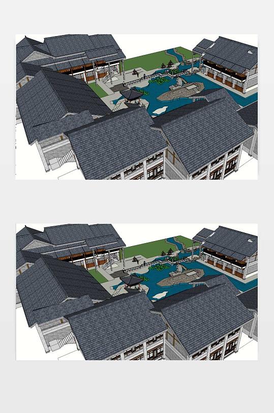 3D新中式别墅模型