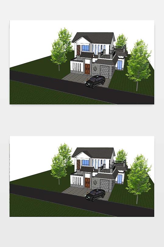 3D新中式别墅模型-众图网