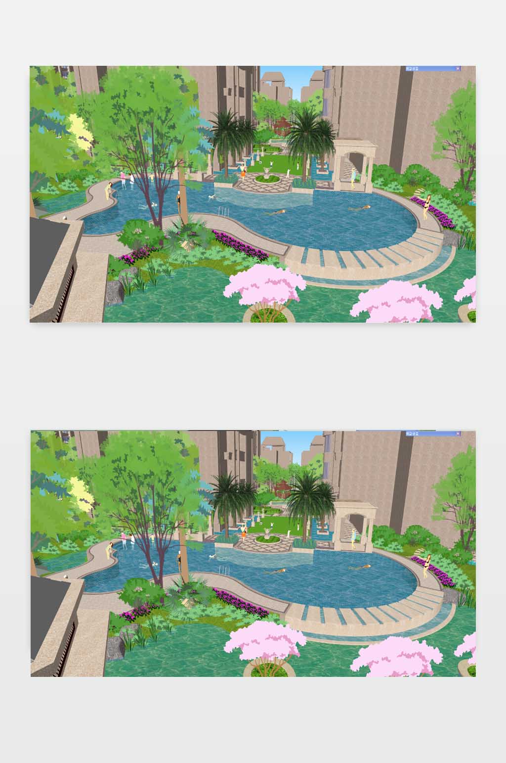 欧式小区景观模型素材