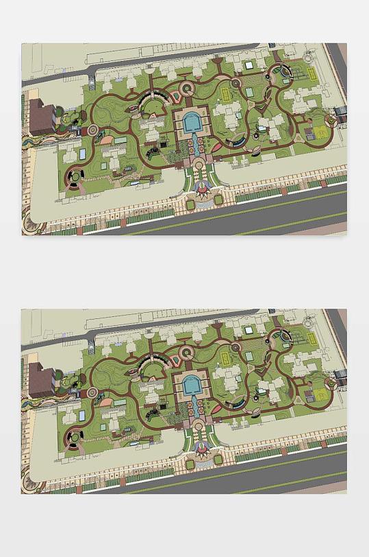 别墅居住区总体模型-众图网