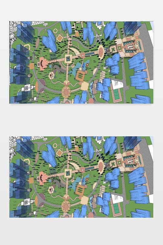 居住区景观模型下载