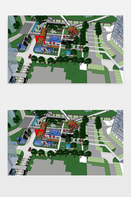小区景观设计SketchUp模型-众图网