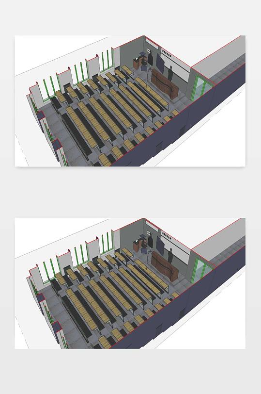 阶梯教室SU模型下载