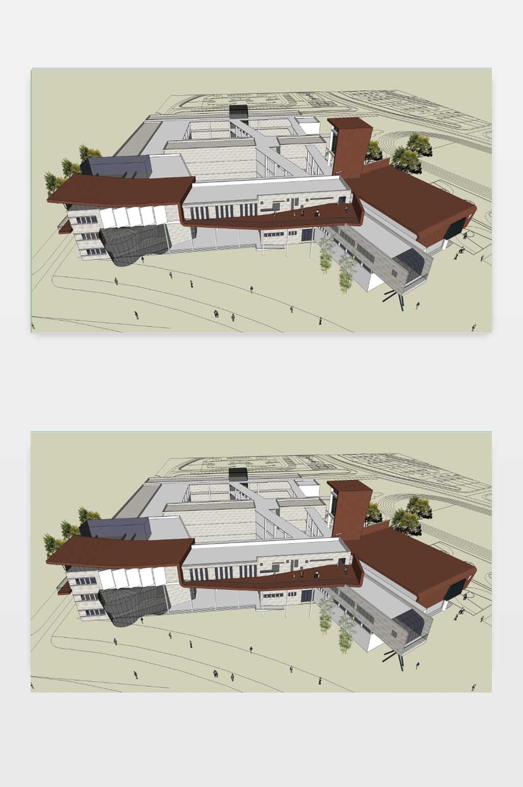 学校科技楼SU模型素材
