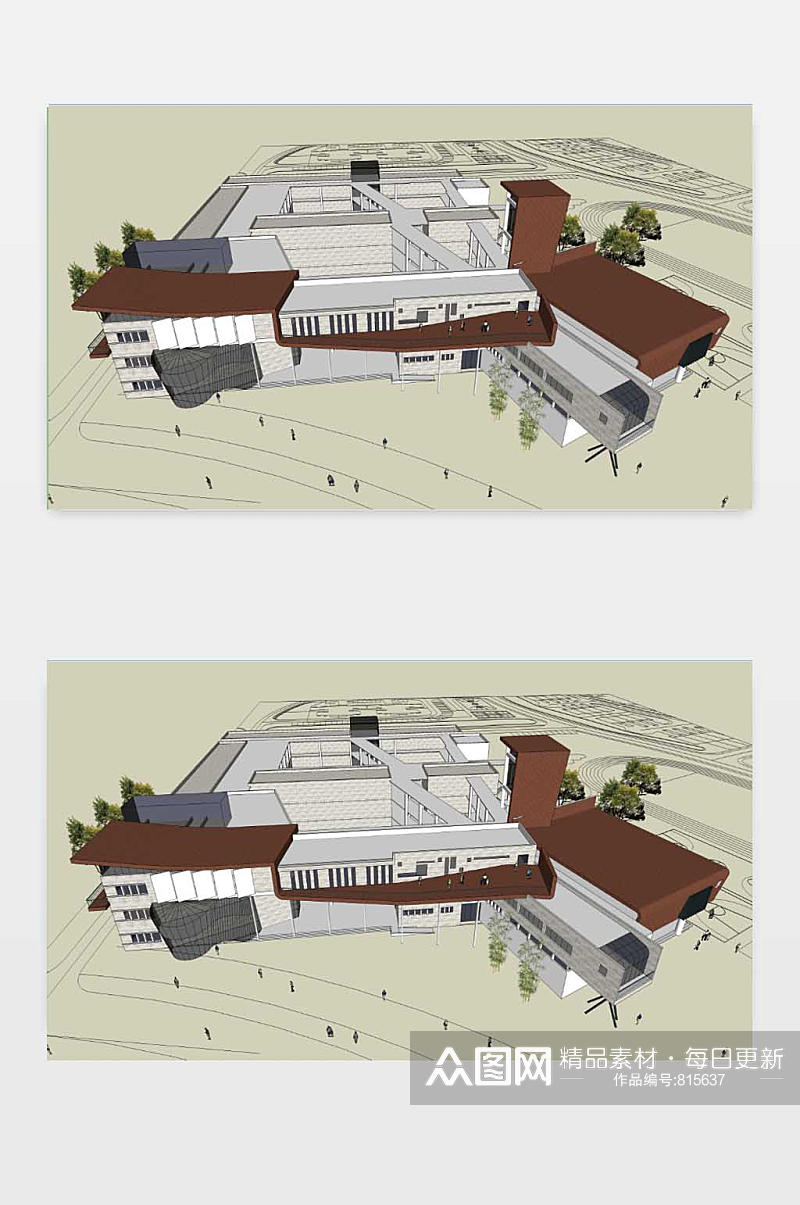 学校科技楼SU模型素材