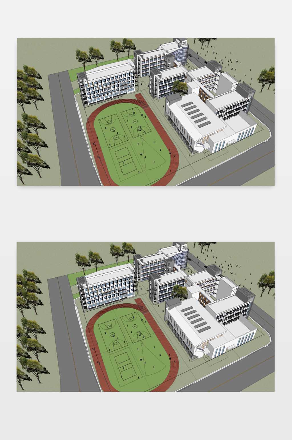 外国语小学SU模型素材