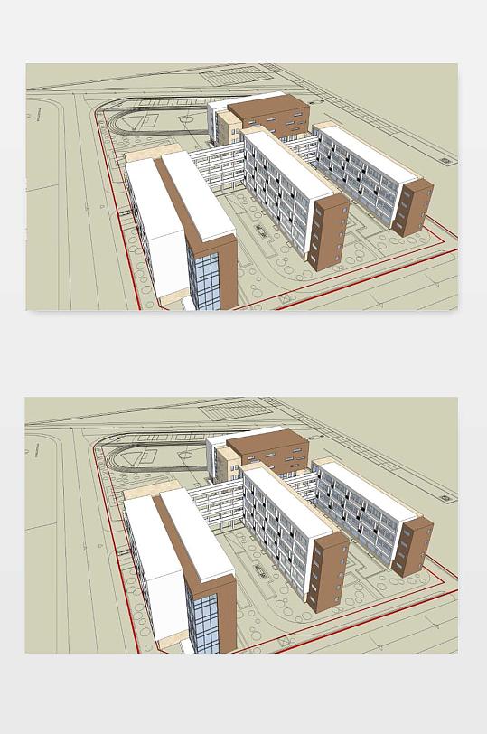 教学楼SU模型下载-众图网