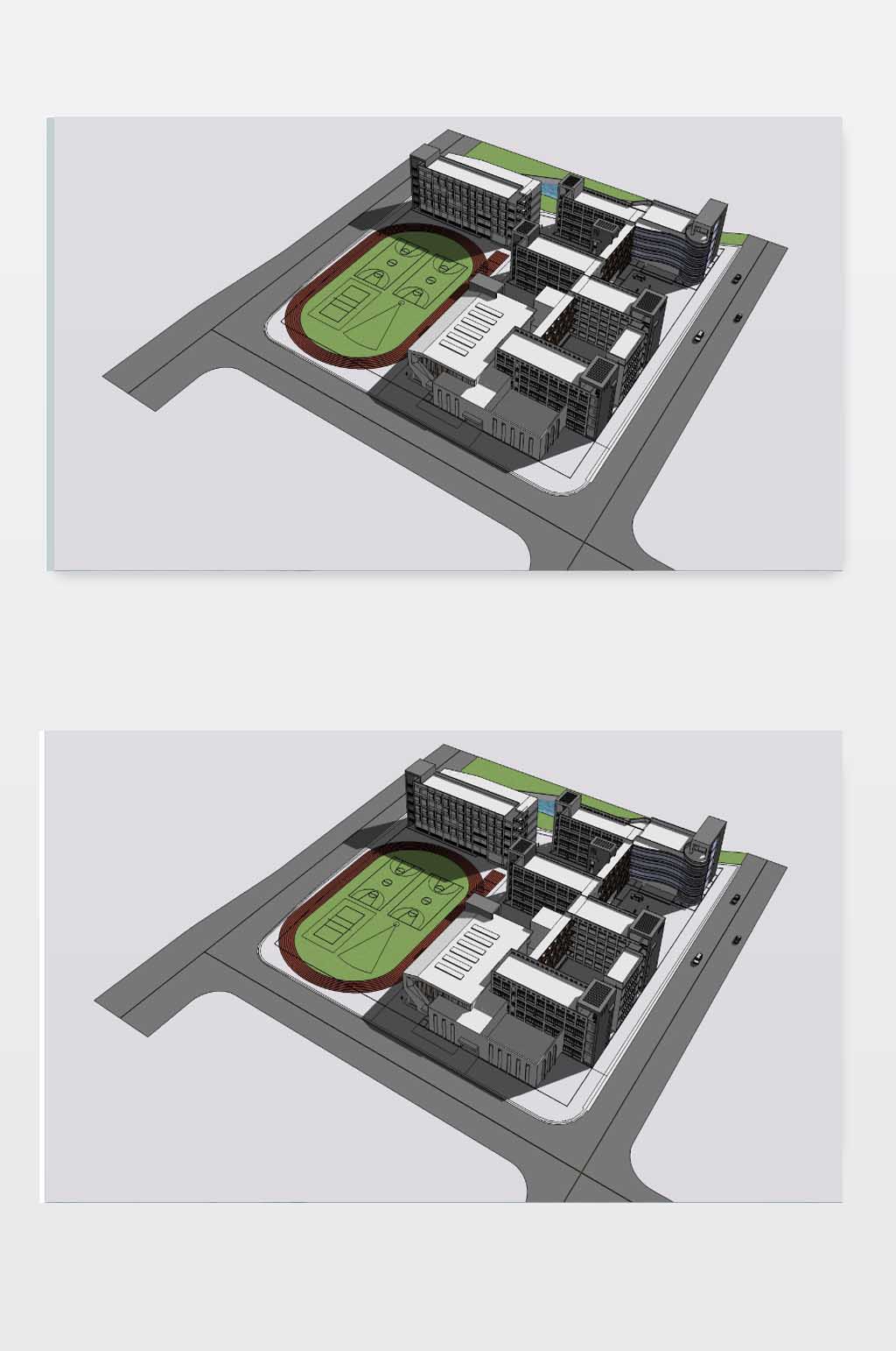 外国语小学SU模型素材