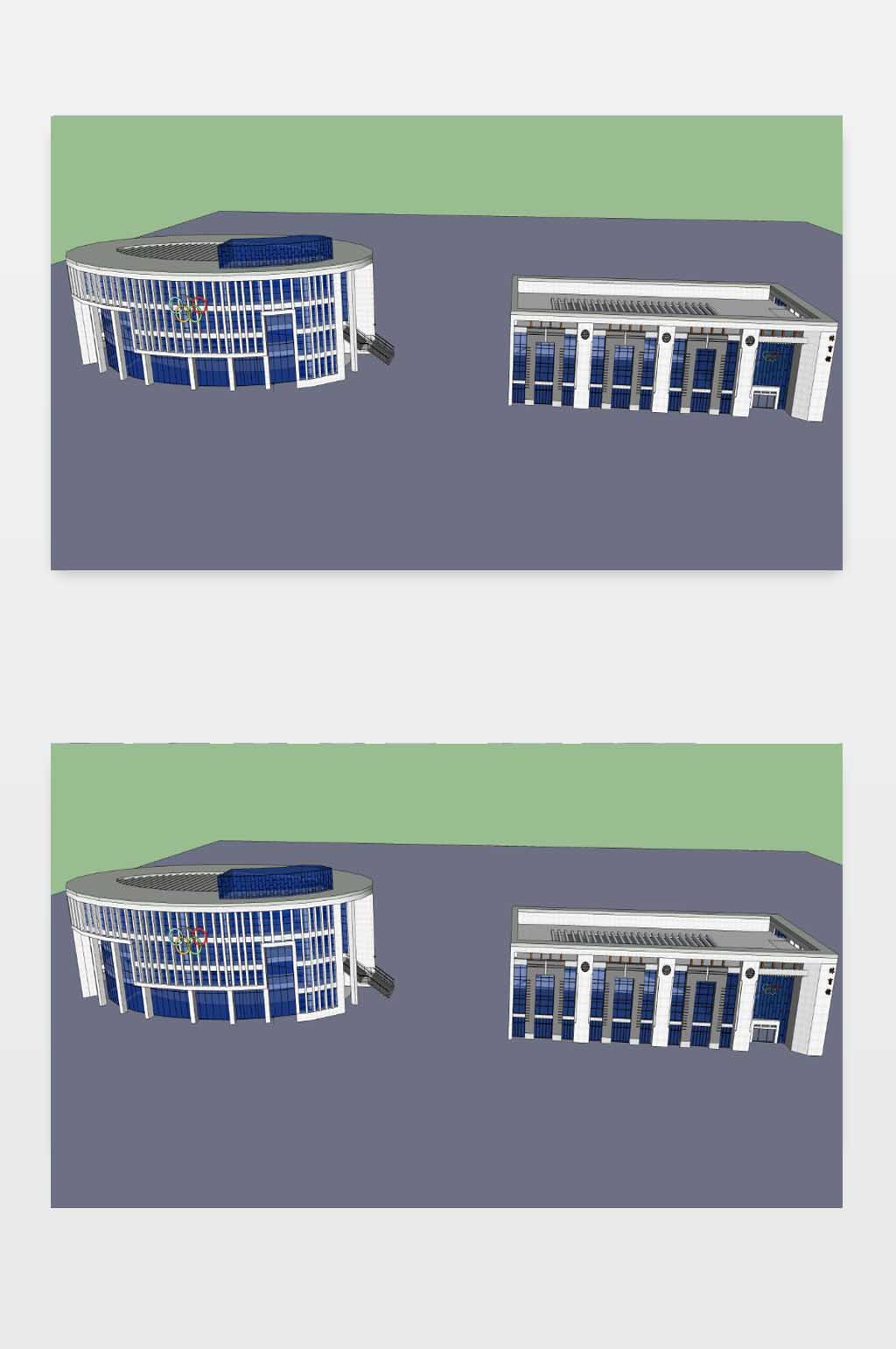 游泳馆和篮球馆模型素材