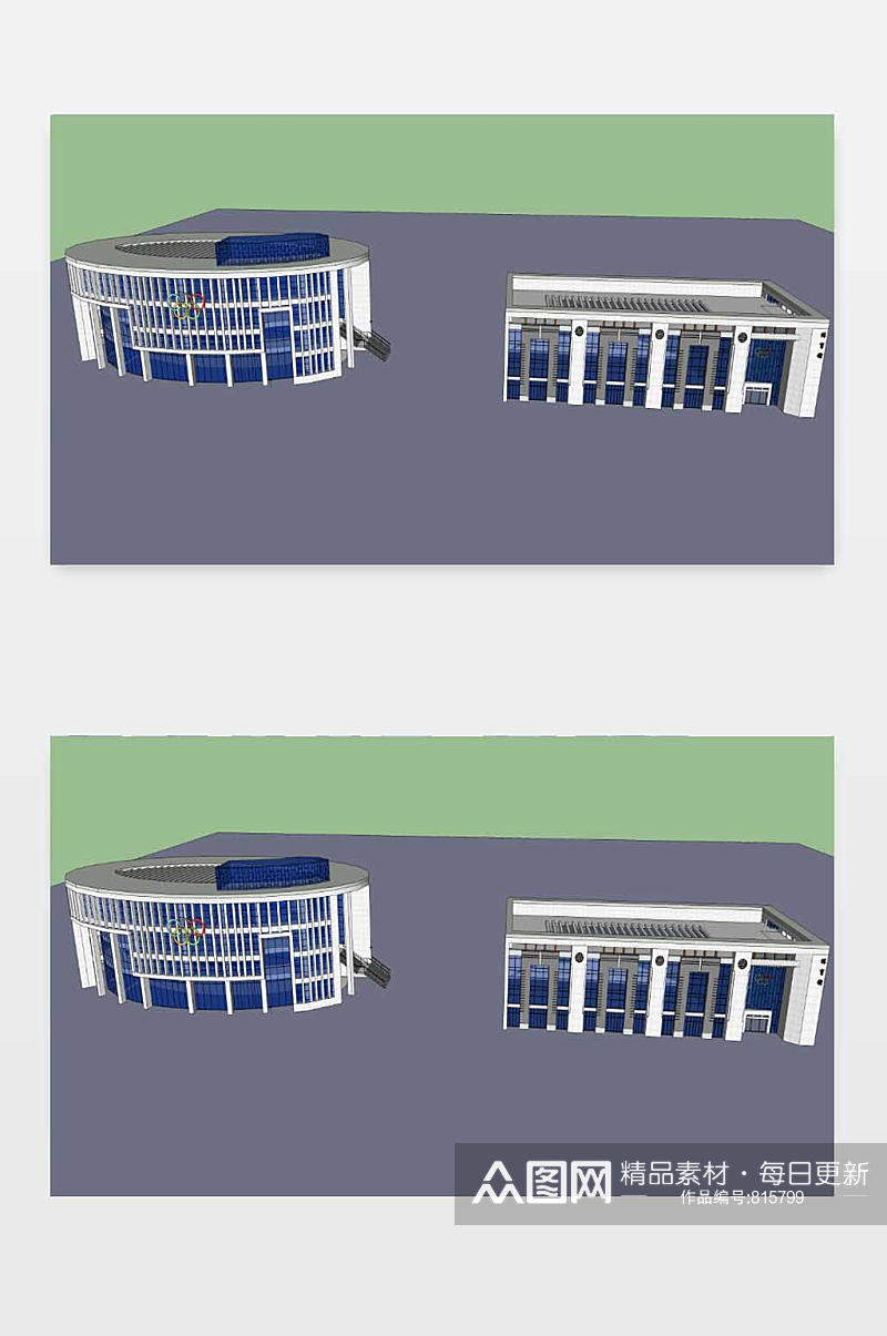 游泳馆和篮球馆模型素材