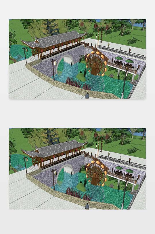 廊桥SU模型下载-众图网