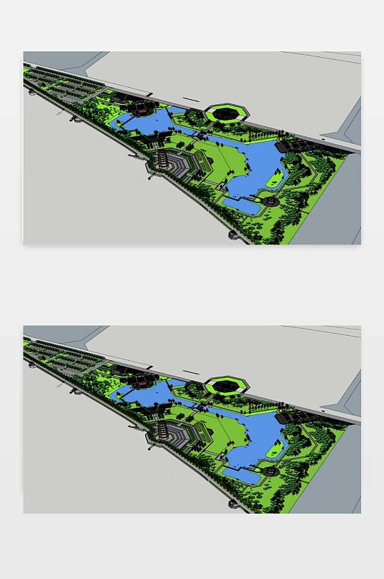 北塔公园SU模型-众图网