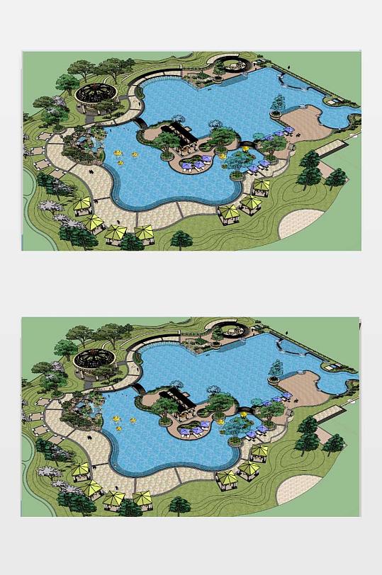 花园景观SU模型-众图网