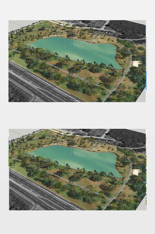 湖泊景区SU模型-众图网