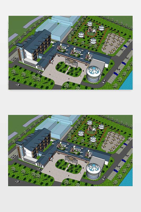 蒙古度假村SU模型-众图网