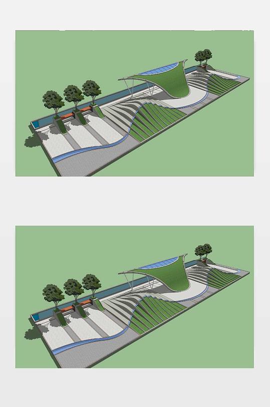 广场设计SU模型-众图网
