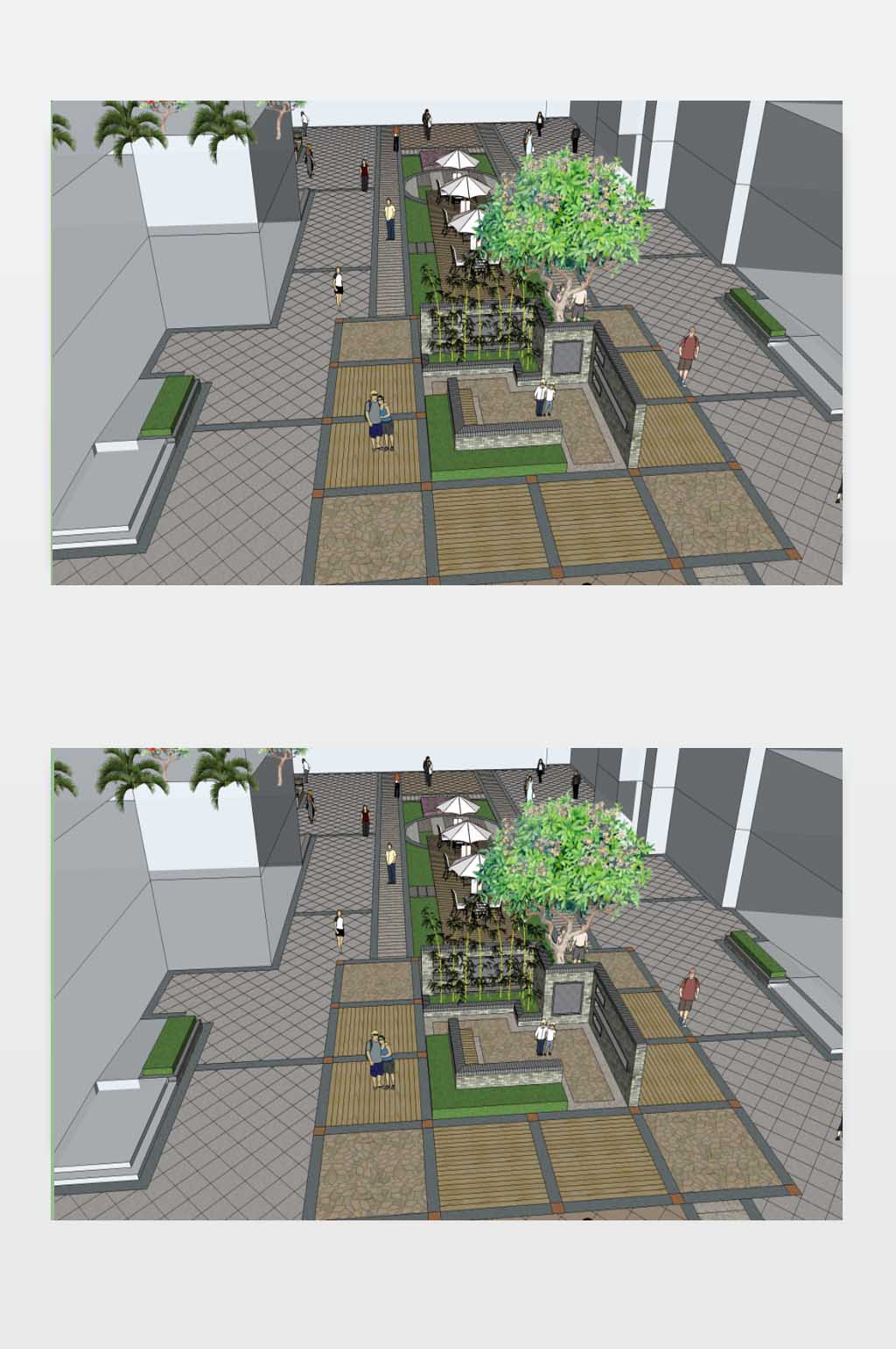 步行街景观SU模型素材