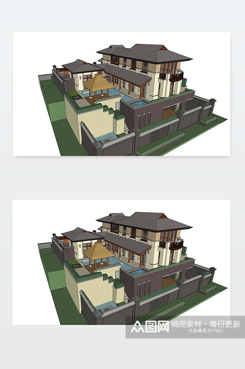 SU别墅效果图下载素材