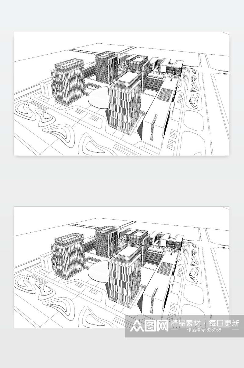 办公楼产业园SU模型素材
