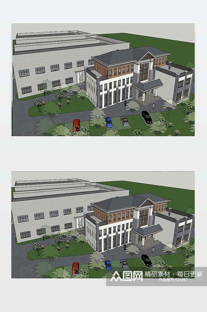 厂房办公楼SU模型素材