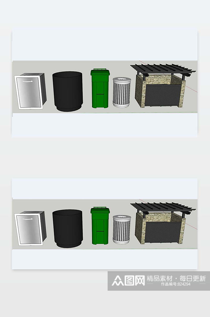 分类垃圾箱3D模型图素材素材