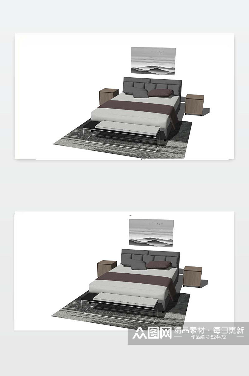 床3D模型图下载素材