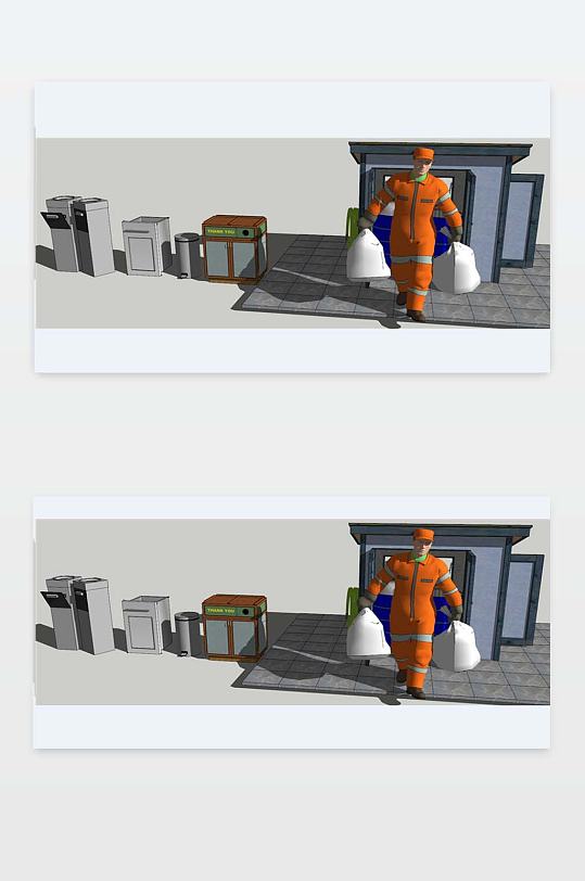 垃圾箱SU效果图下载-众图网