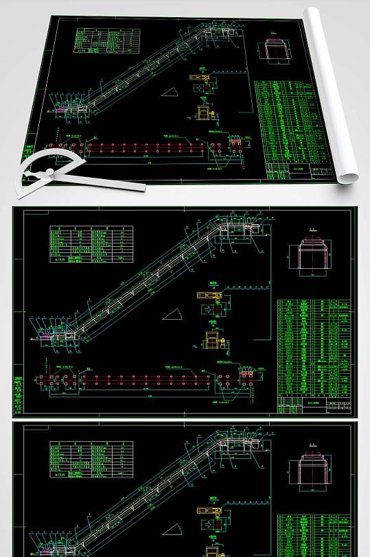 40度皮带机平面图-众图网