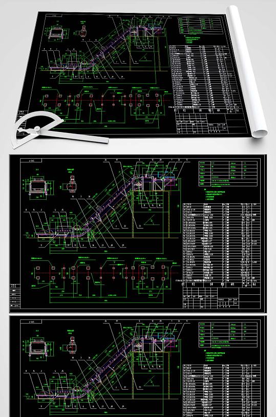 B800波纹挡边皮带机图纸-众图网