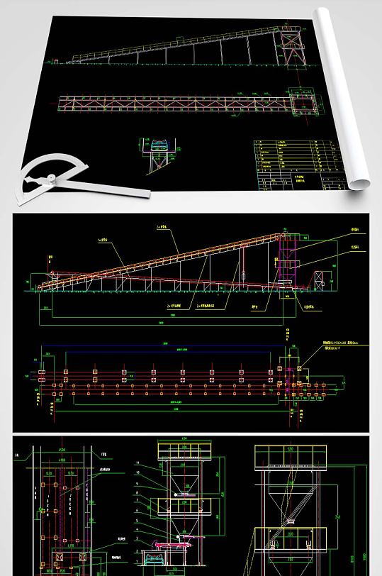 电子称皮带输送系统平面图-众图网