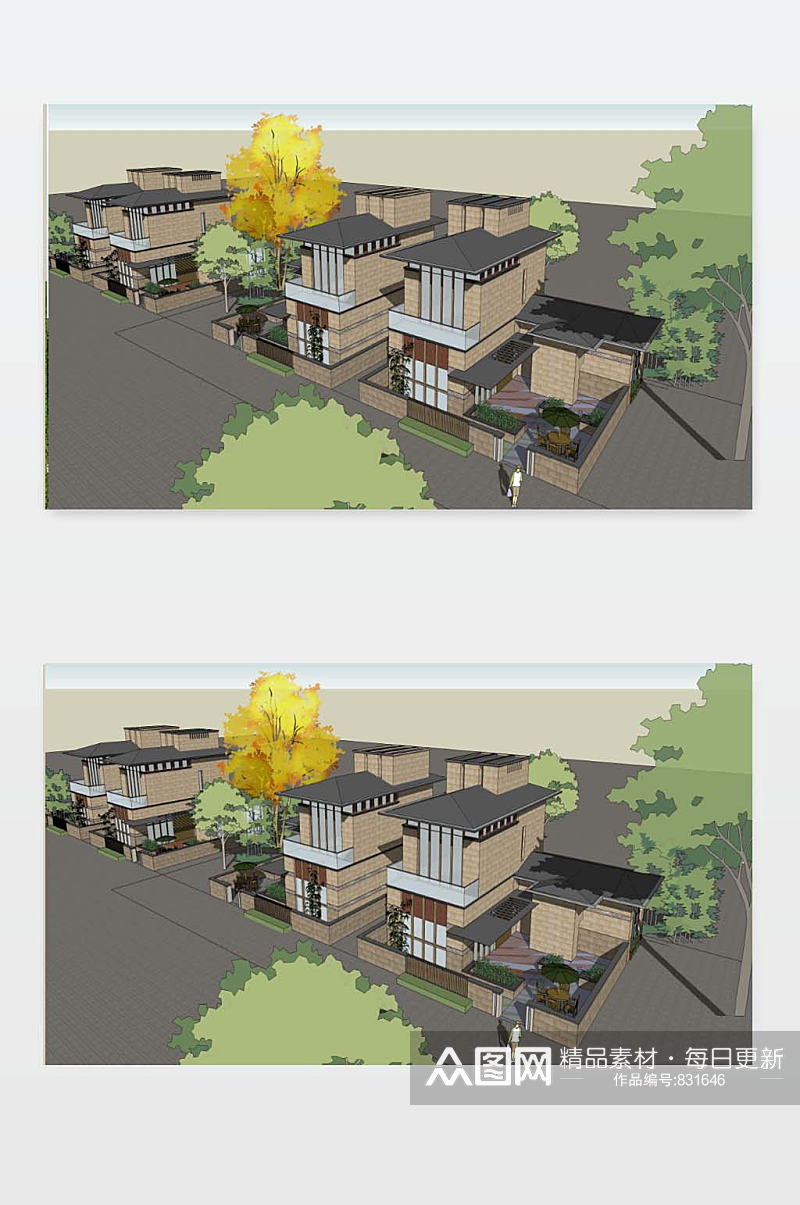 别墅SU模型下载素材