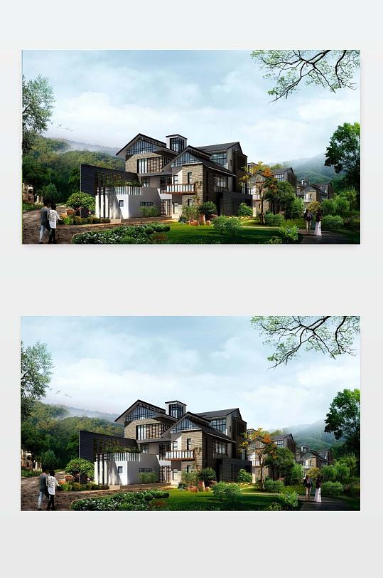 别墅3D效果图下载-众图网