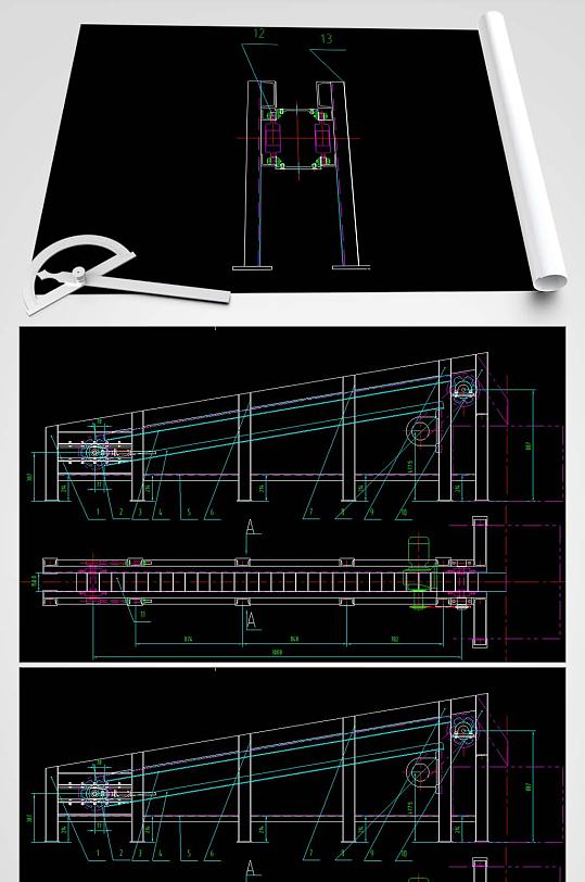 板链输送机CAD平面图-众图网