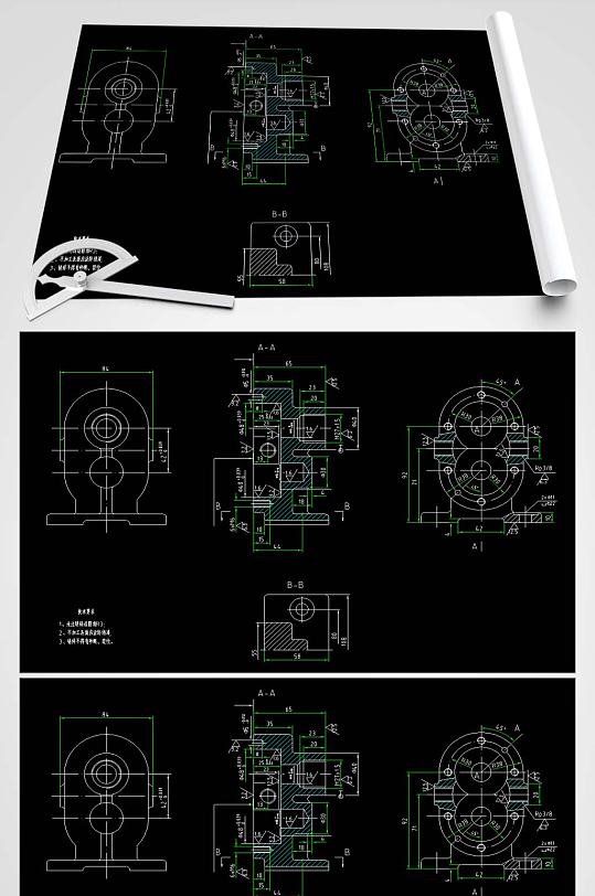 泵体CAD平面设计图-众图网