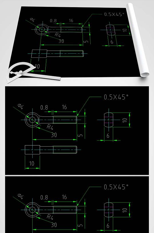 活节螺栓CAD设计图