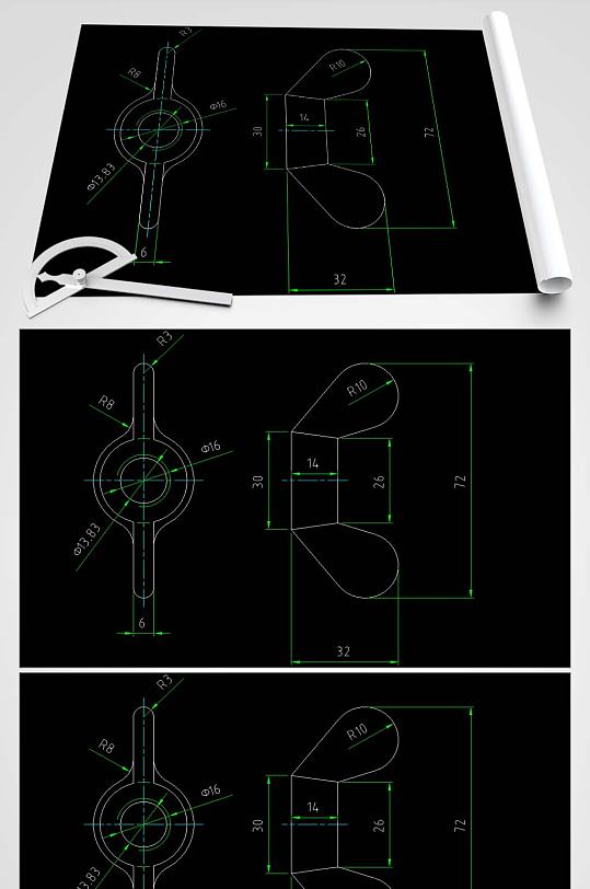 蝶形螺母CAD设计图