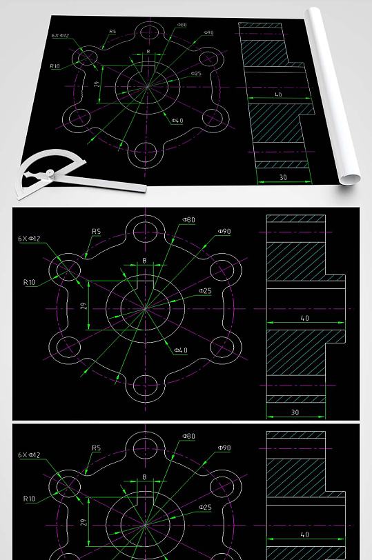 法兰盘CAD设计图