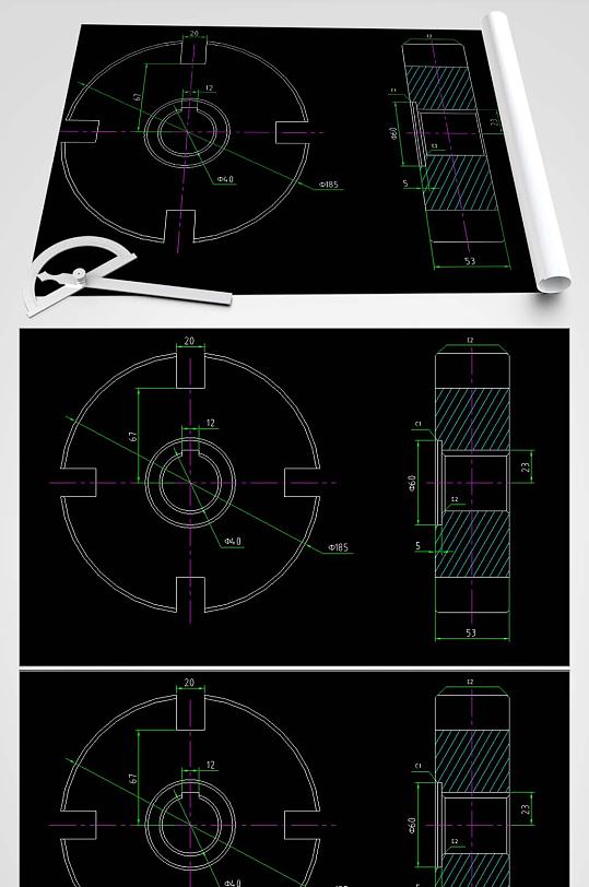 铣刀盘CAD平面图-众图网