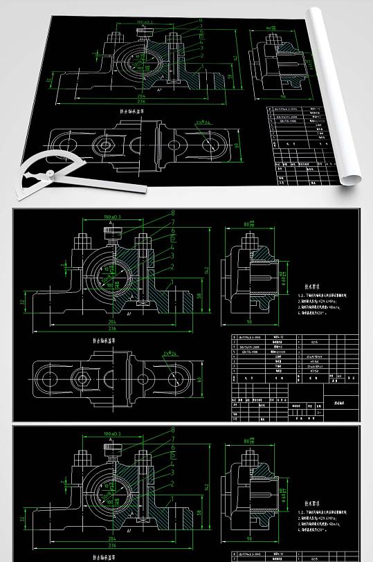 滑动轴承cad装配图