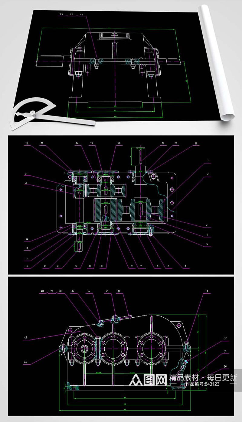 减速器CAD装配图素材