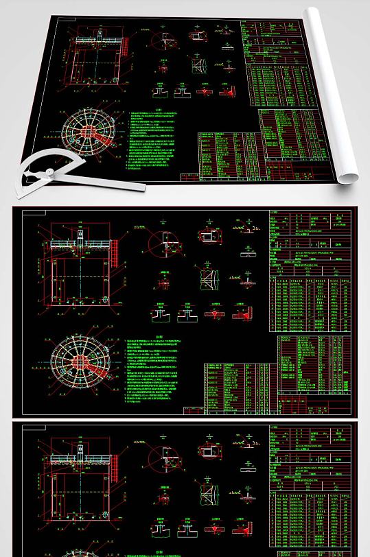 扁豆型花纹钢板图纸-众图网