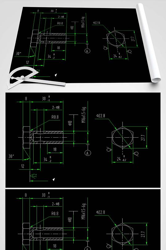 空心螺栓CAD平面图
