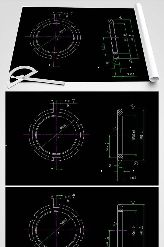 圆螺母CAD平面图