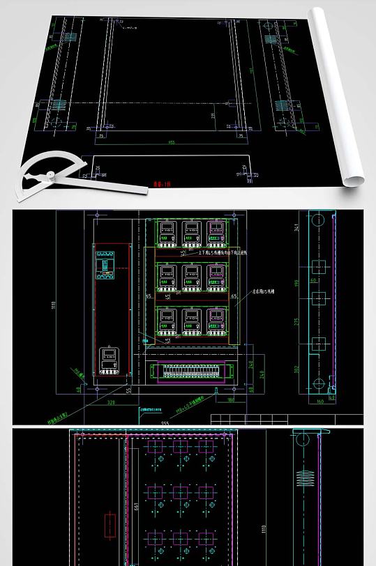 电表箱壳体CAD平面图