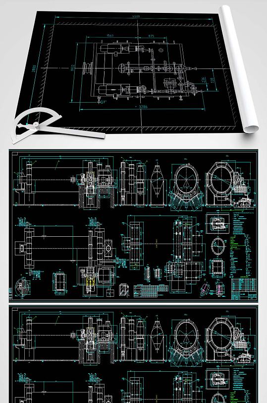3.8X13M水泥磨机总装图-众图网