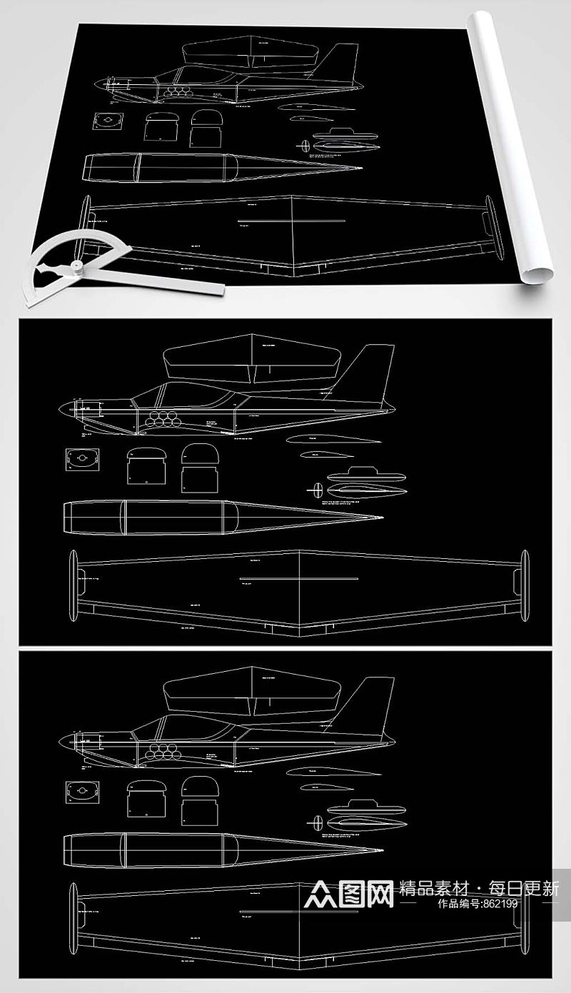 飞机模具CAD平面图素材