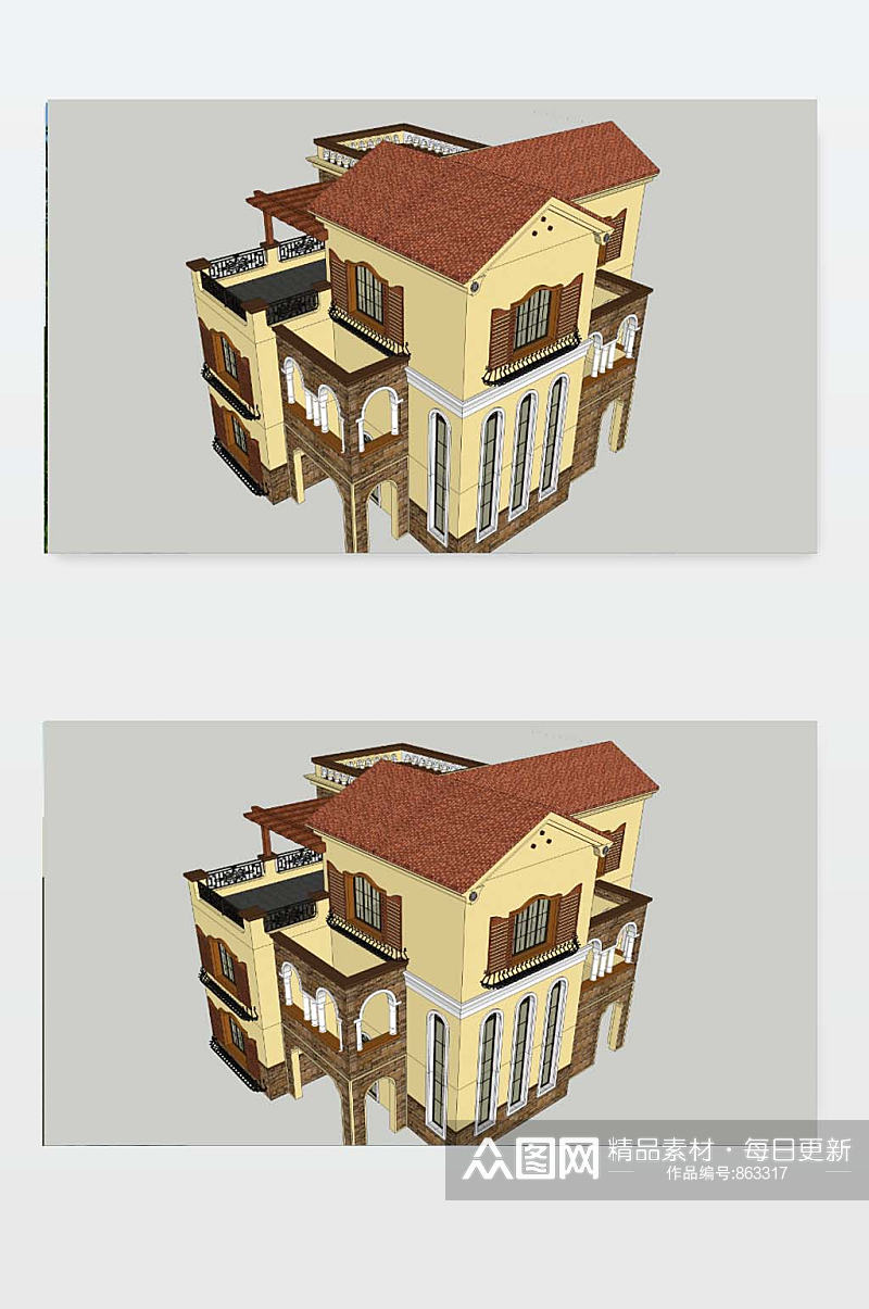 SU别墅模型下载素材