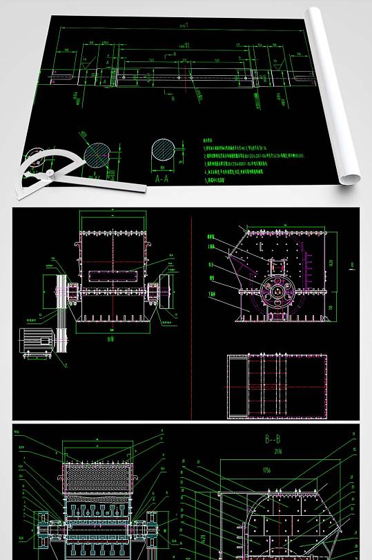 反击锤式破碎机套图-众图网