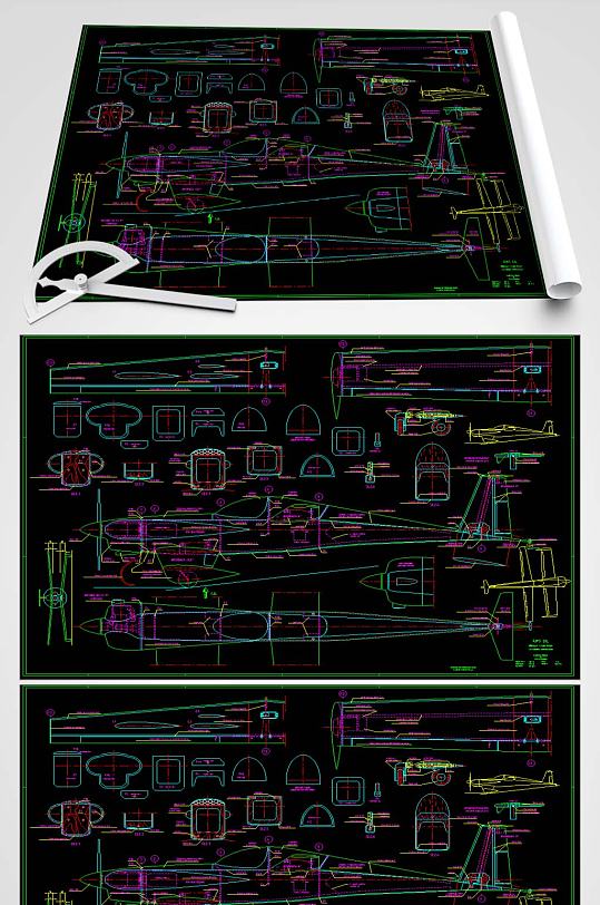 飞机玩具CAD平面图-众图网